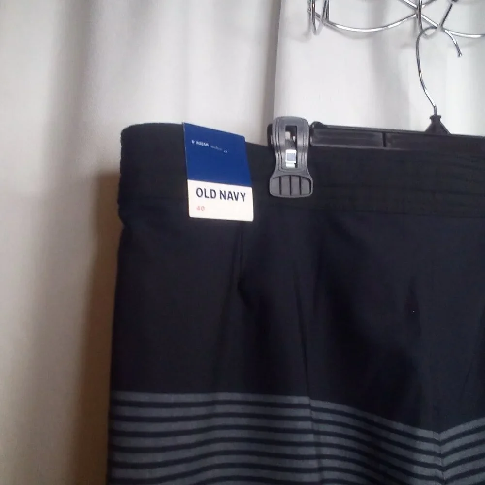 Old Navy Swim Trunks Shorts 40 Men UPF 40 Pocket Black Gray